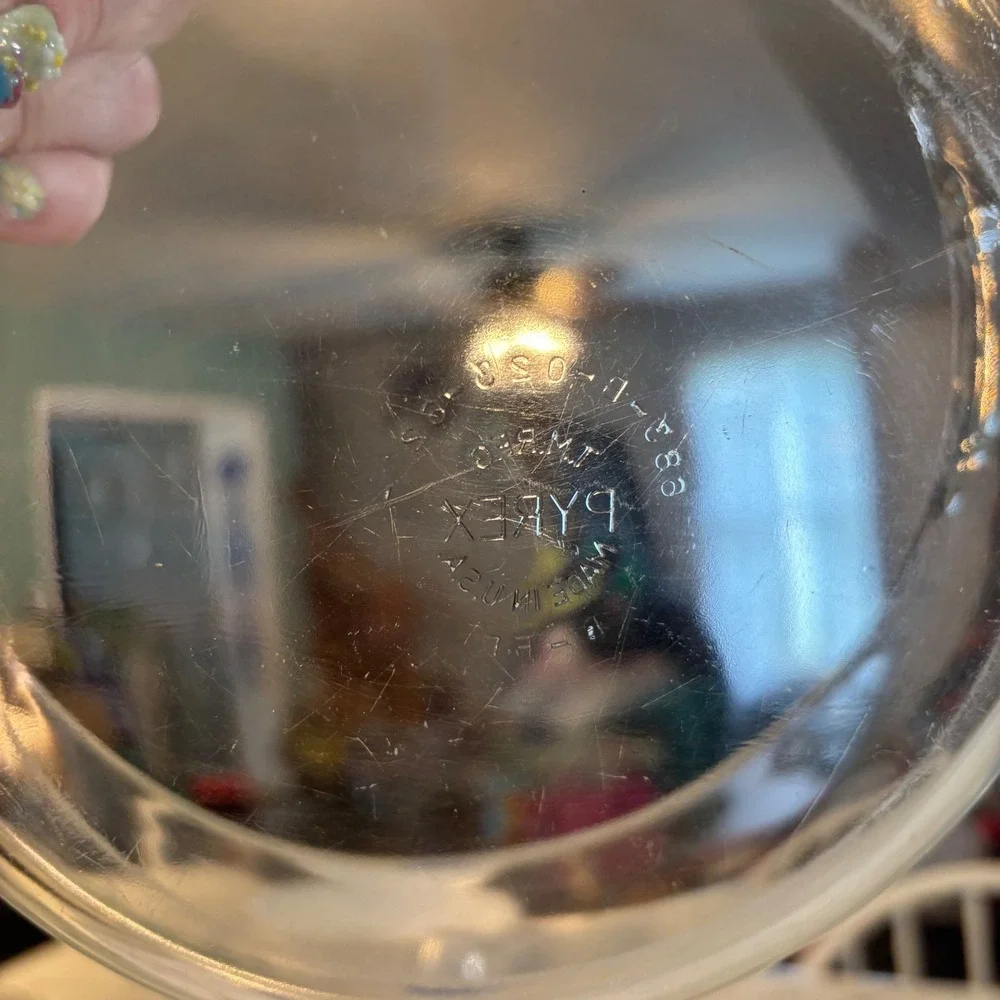 Vintage Pyrex 023 Clear Glass Round Casserole Dish 1.5 Quart Tab Handles